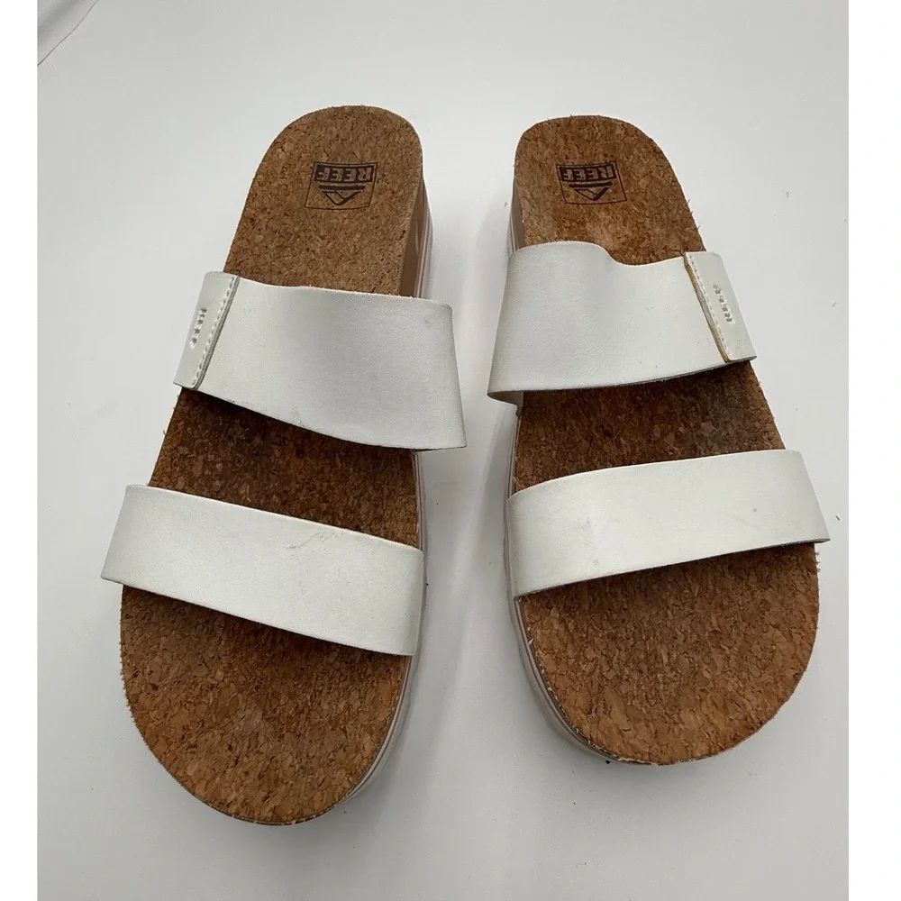 Reef Cushion‎ Vista Hi Platform Sandals White Cork Footbed Size 10